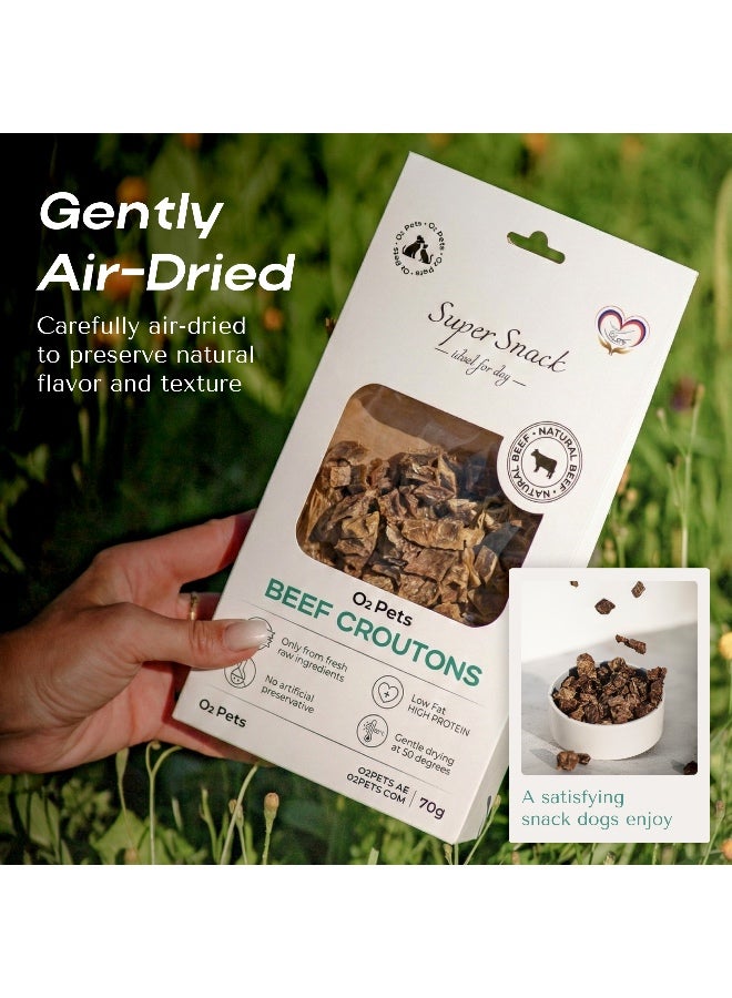 O2Pets Dog and Puppy Beef Croutons Training Treats – 100% Beef Udder Natural Bite-Sized Rewards – High-Value Single Ingredient Snack for Picky Eaters, Joint & Skin Care Dog Treats 70g - Image 4